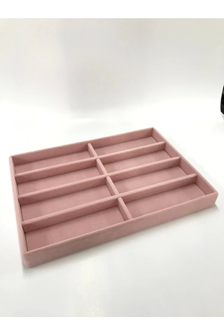 Yerli Üretim New York Model Süet Kumaş Pembe Renk Bölmeli Çekmece Içi Gözlük Standı Çok Renkli