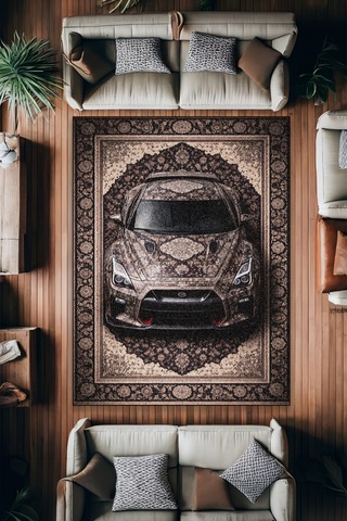 Nissan Gt-r Araba Desenli Halı Dijital Baskı Yıkanabilir Kaymaz Taban Leke Tutmaz Çok Renkli6