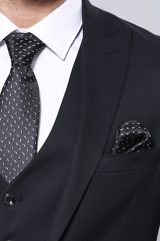 Düz Koyu Lacivert Slim Fit Ceket Yelek Set Wessi 001