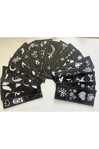 Airbrush Tattoo Hint Kınası Desenleri 24 Sayfa Birden 4 Tüp Siyah Kına Ve Fırça H Siyah