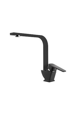 Tema Kare Slim Tek Gövde Kuğu Lavabo Bataryası Mat Siyah