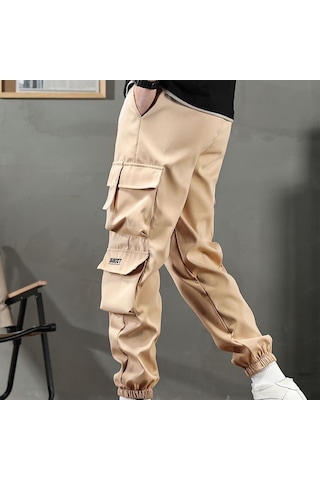 Sones Erkek Bağcıklı Pantolon Çok Cepli Günlük Pantolon Yeşil