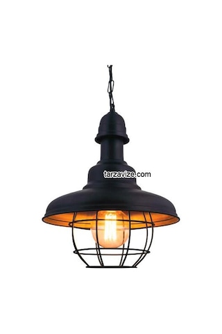 Tarzavize Trt10 Dekoratif Siyah Kafesli Retro Sarkıt Avize