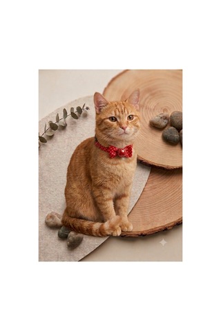 Papyonlu Kedi Boyun Tasması 3 Lü Set Ayarlanabilir Papyon Fiyonk Zilli Kırmızı