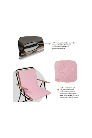 Xpermate Arkalıklı Fermuarlı 40 x 40 CM Sırtlıklı Sandalye Minderi Pembe