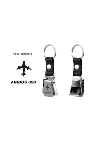 Zekupp Airbus A320 Uçak Tasarımlı Şişe Açacağı Özellikli Siyah Renk Emniyet Kemeri Anahtarlık