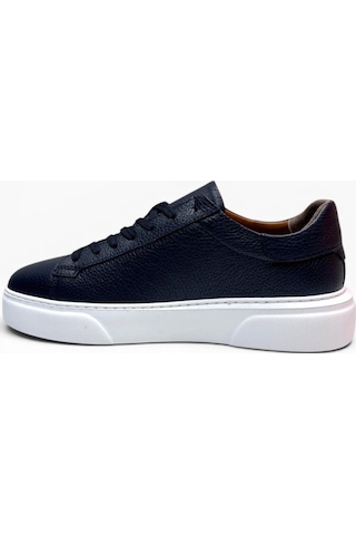 Brt Lf-050-26 Hakiki Baskı Deri Anatomik Erkek Sneaker Lacivert Beyaz
