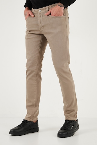 Buratti Streç Pamuklu Slim Fit Normal Bel Dar Paça Jeans Erkek Kot Pantolon 1115C24Napoli Bej