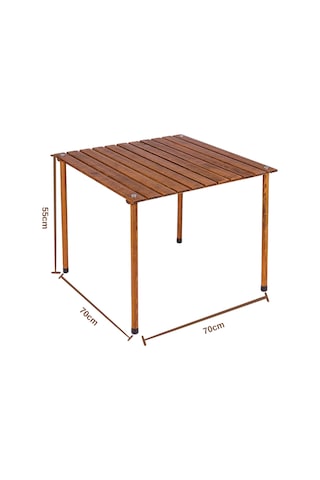 Bag The Joy 70 x 70 x 55 CM Ahşap Katlanır Kamp Masası - Kahverengi