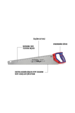 Workpro Wp215012 550mm Sk5 11 Tpı Ağır Hizmet Tipi El Testeresi Fr Wp215012