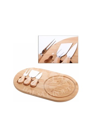 Bambu 4 Parça Peynir Sunum Tahtası Seti 33cm Bmb44 Çok Renkli