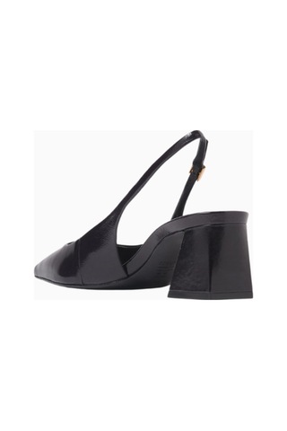 Schutz Rhonda 63 Siyah Rugan Deri Ayarlanabilir Slingback, Lüks Topuklu Ayakkabı