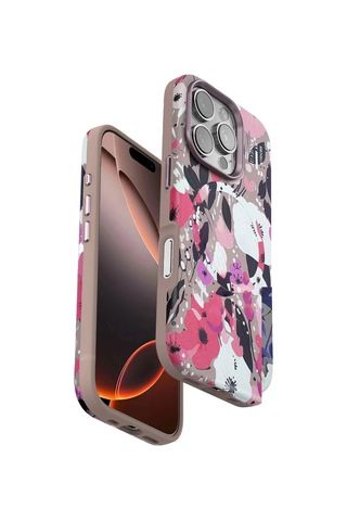 Durukar Apple, Uyumlu iPhone 16 Pro Flower Series Magsafe Kapak - Pembe