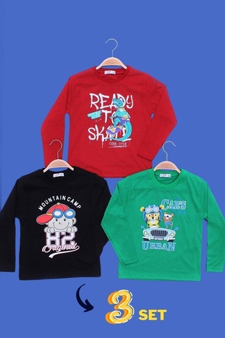 Fyk Kids 3'lü Erkek Çocuk Sweatshirt Çok Renkli