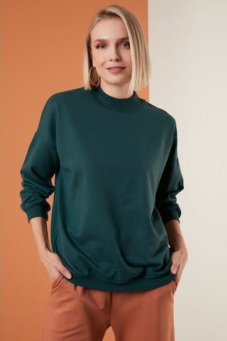 Lela Pamuklu Dik Yaka Basic Örme Bayan Sweat 5863323 Nefti