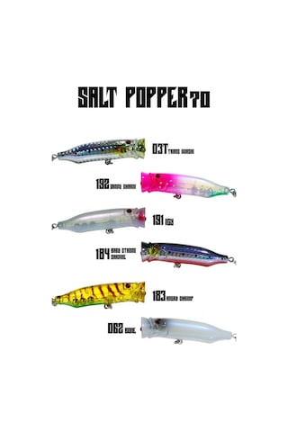 Fujin Salt Popper 70 mm 9.5 gr Su Üstü Maket Balık