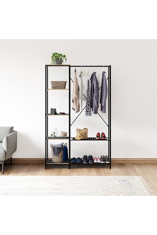 Çok Amaçlı Metal Ayaklı Raflı Dolap Ayakkabılık Füme 1372