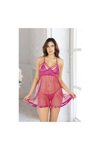 Zl Shoping Fuşya Dantel Gecelik - 683 S-m Fuşya