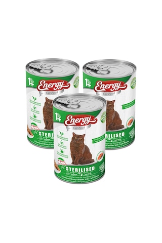 Energy Kısırlaştırılmış Somon Etli Konserve Yetişkin Köpek Maması 3 x 400 G