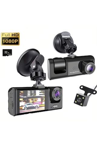 1080p 3 Kameralı Araç İçi Yol Güvenlik Kamerası