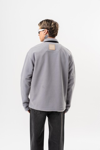 Respire Erkek Zip Oversize Polar Ceket Gri