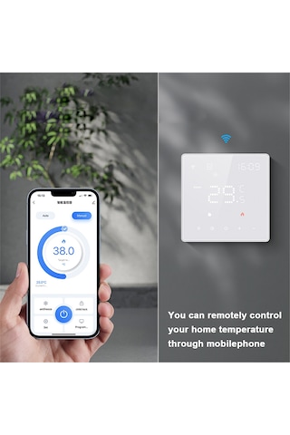 Neevoyu Siyah Tuya Wifi Elektrik Isıtıcı Termostati 16a - Lcd Ekranlı, App Ve Ses Kontrollü, 5-70 C Aralığında Oda Sıcaklığı Regülatörü