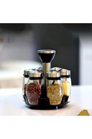 7 Adet Çeşni Şişesi Dönen Taban Çeşni Şişesi Paslanmaz Çelik