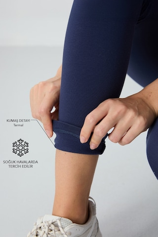 Tommy Life İndigo Yüksek Bel Termal Slim Fit Dar Paça Kadın Tayt - 94577 İndigo