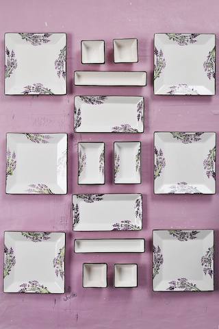 Piatti Naturali 16 Parça 6 Kişilik Lavanta Kahvaltı Takımı Handmade Sunum Set Lila