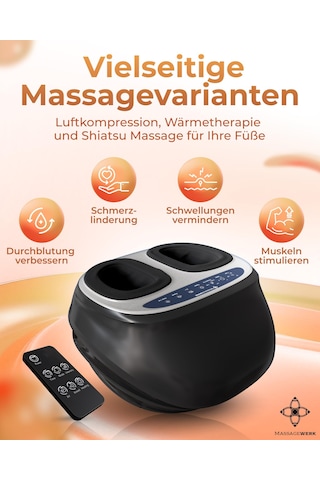 Massagewerk Premium Elektrikli Ayak Masaj Aleti Shiatsu, Titreşim Ve Isıtma Fonksiyonlu Ems Ayak Masajı Kan Dolaşımının İyileştirilmesi, Topuk Mahmuzlarından Kaynaklanan Ağrının Hafifletilmesi Ve 45 Numaraya Kadar Nöropati
