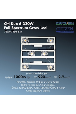 Citi 6 Duo 320w Full Spectrum Grow Led Lamba