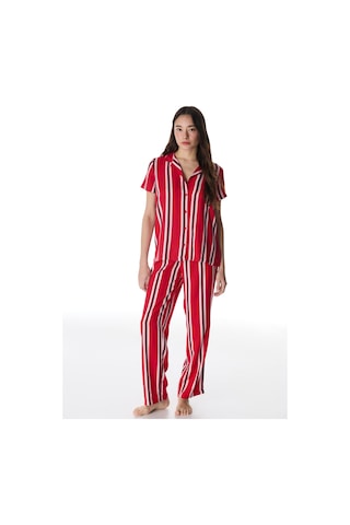 Penti Kırmızı Fiona Düğmeli Gömlek Pantolon Pijama Takımı