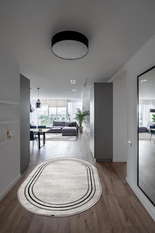 Trend 2803 Gri Oval Akrilik Salon Mutfak Yatak Odası Halısı Makinede Yıkanabilir-1078 Gri