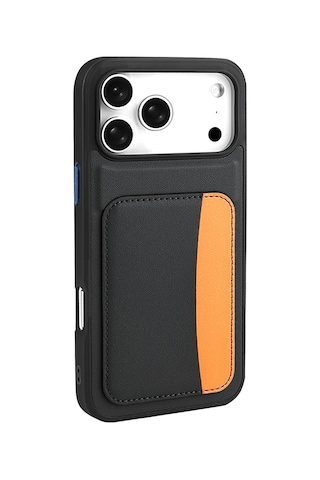 Apple Uyumlu iPhone 17 Pro Max Kılıf Kartlıklı Zore X-kart Silikon Kapak Siyah
