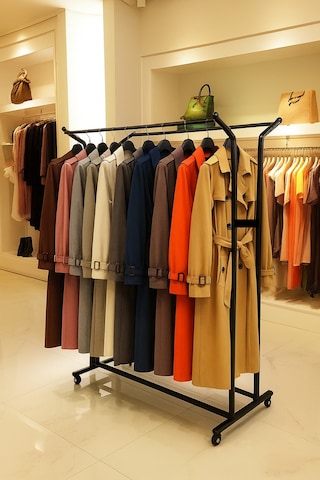 Premium 170 Cm Çelik Konfeksiyon Elbise Askılık Pingo Ayak Portatif Home Hanger 125 Cm En Demonte Siyah