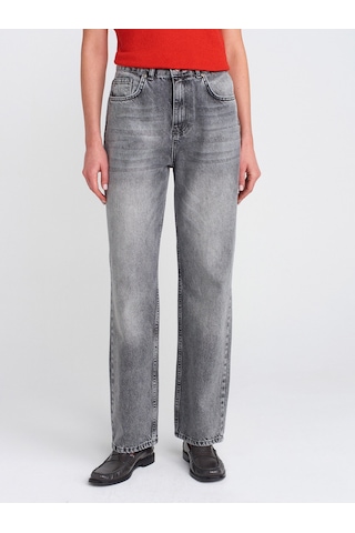 Dilvin 71772 Kar Yıkama Denim Mom Pantolon-antrasit Antrasit
