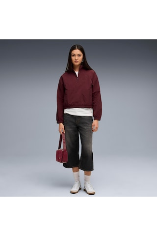 Puma Her Woven Half-zip Crew Kadın Yetişkin Sweatshirt Bordo
