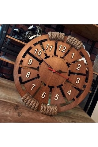 Ümra Lazer Halatlı Duvar Saati Ahşap 40x40 Cm Ceviz Ümra Lazer Halatlı Duvar Saati Ahşap 40x40 Cm Ceviz