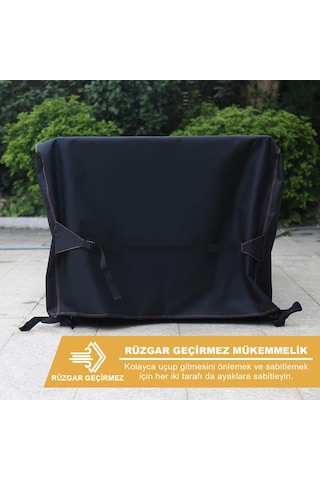 Haegs Su Geçirmez Dış Mekan Masa Ve Sandalye Koruma Kılıfı Bahçe Mobilyası Örtüsü 150 x 90 x 74 CM Siyah