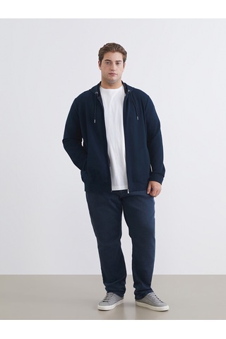 Lcwaıkıkı Classic Lacivert Standart Kalıp Kapüşonlu Erkek Fermuarlı Sweatshirt