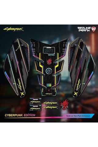 Cyberpunk Tank Pad Yan Pad Seti Motorsiklet Universal Özel Seri S