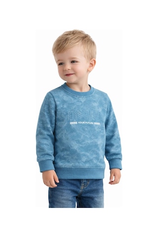 Baglan Erkek Çocuk Önü Baskılı Sweatshirt Bgl-st05244 Mavi