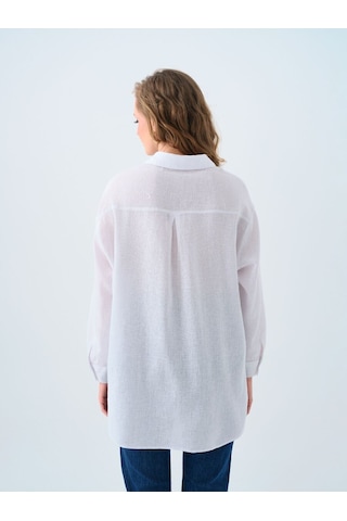 LOFT Loose Fit Kadın Gömlek U.kol Lf2038437 Q1.v1 Beyaz