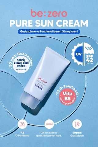 Derma Factory Hassas Ciltler İçin Azulen ve Panthenol İçeren Güneş Kremi Derma Factory Be Zero Pure Sun Cream 80GR