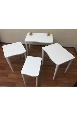 Canisa Concept Kuğu Serisi 4'lü Zigon Sehpa Beyaz
