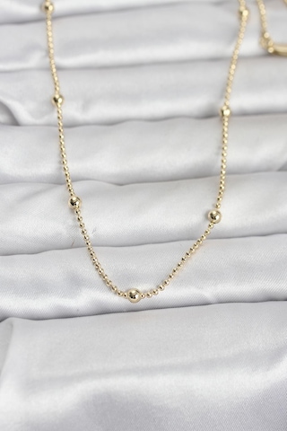 Cm 14k Gold Renk Top Zincir 60 Cm Kadın Kolye Altın - Beyaz