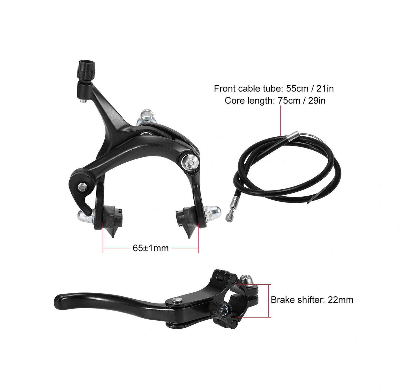 Yunboo Siyah Ön Çekiçli Jant Bisikleti Ve Yol Bisikleti Kullanıma Uygun Alüminyum Fren Seti Fren Çekiçi + Kolu + Kablolu Tüp Çok Renkli