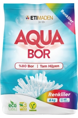 Eti Maden Aquabor % 80 Bor Beyazlar + Renkliler için Toz Çamaşır Deterjanı 2 x 6 KG