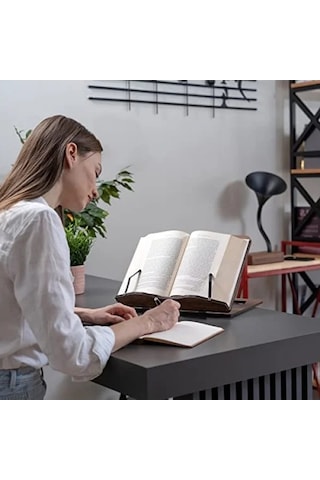 Ayarlanabilir Ahşap Kitap Okuma Standı - Büyük Boy, Katlanabilir Tasarım