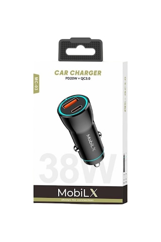 Mobilx Mc-03 38w Pd + Qc3.0 Metal Araç Şarj Cihazı Usb & Type-c Hızlı Çakmaklık Adaptörü